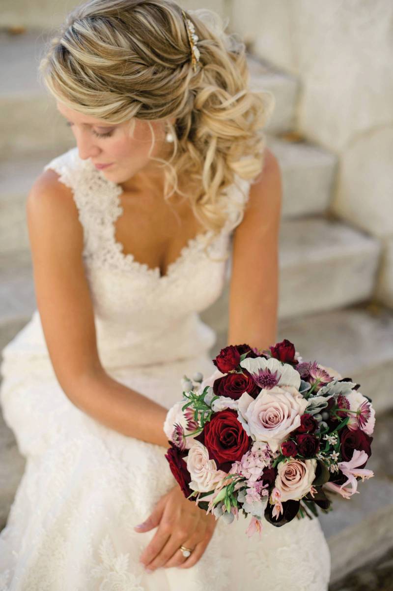 Red and Lavender Wedding Bouquet