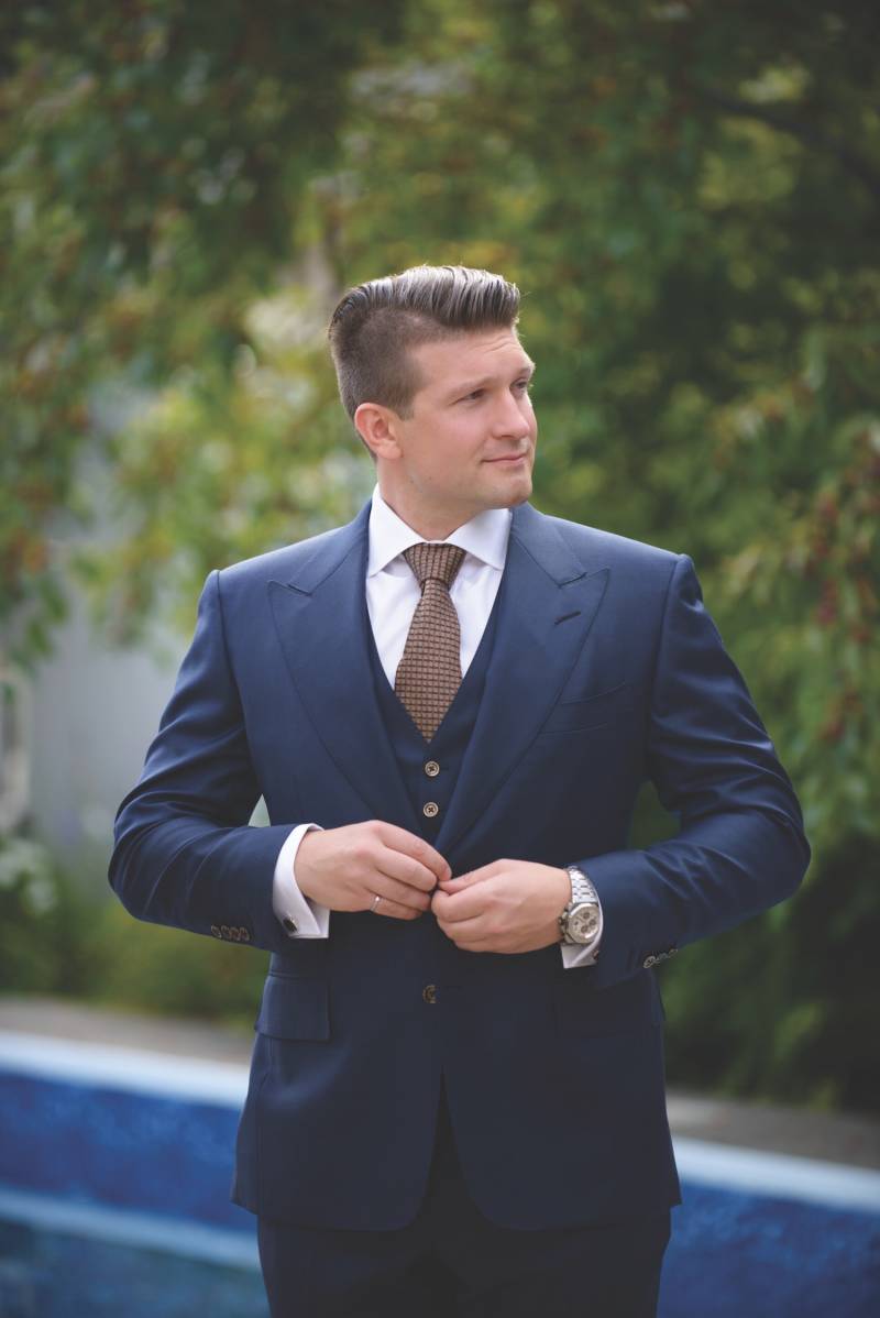 blue groom suit