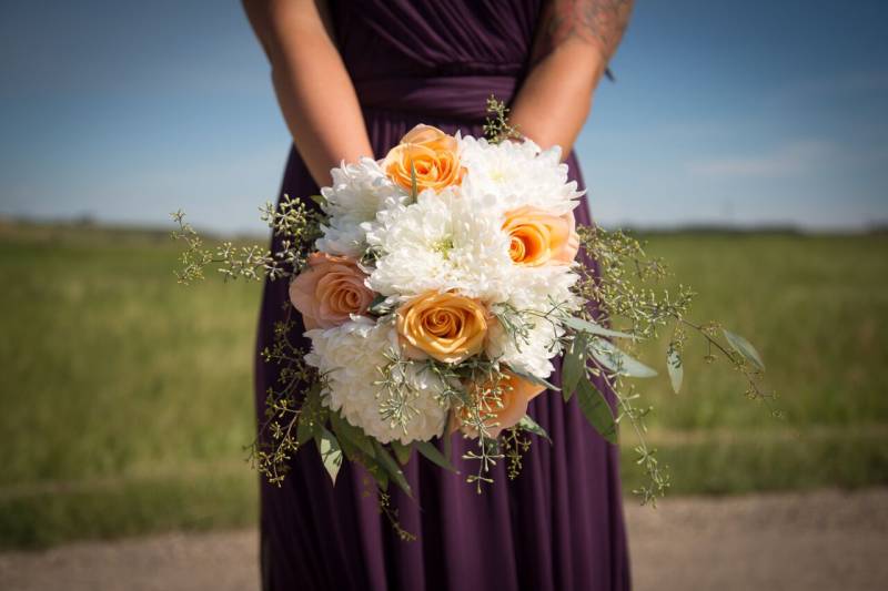 Marigold and White Wedding Bouquet