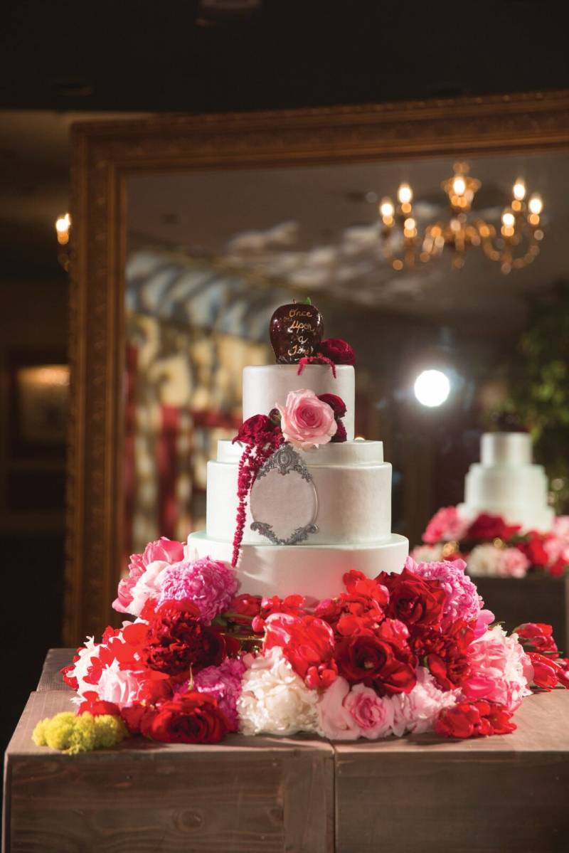 Red and Pink Wedding Cake