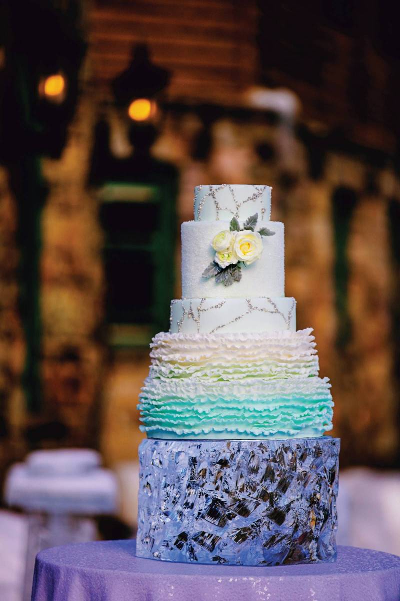 Ombre Ruffled Wedding Cake